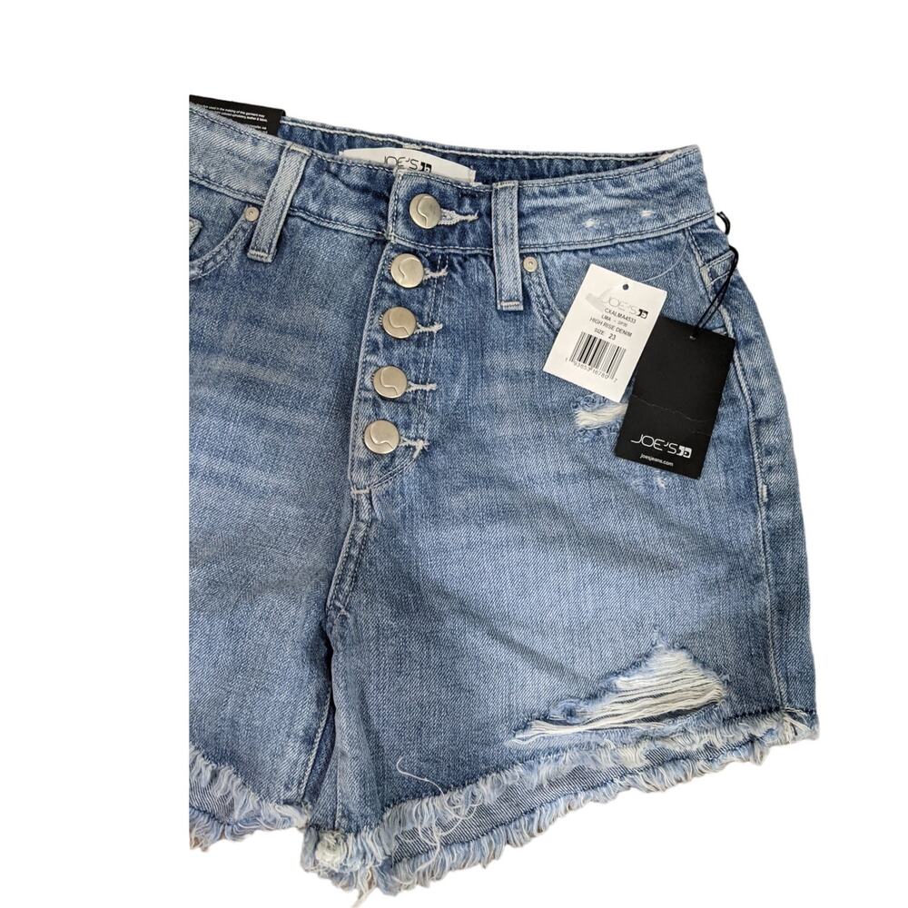 NWT Joe's Jeans High Rise Button Fly Distressed Denim Shorts Size 23 - Picture 5 of 9